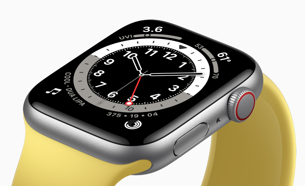 Apple Watch SE with a light-colored band